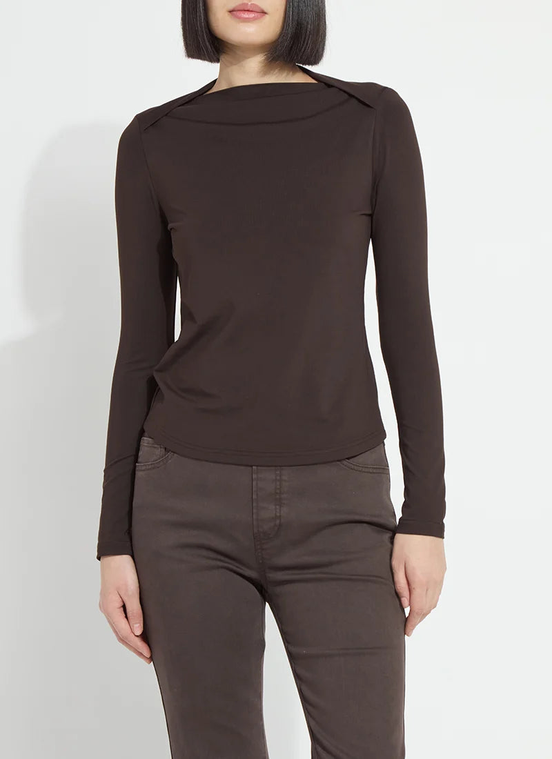 Lysse- Electra Crossed Boat-Neck Top- Double Expresso
