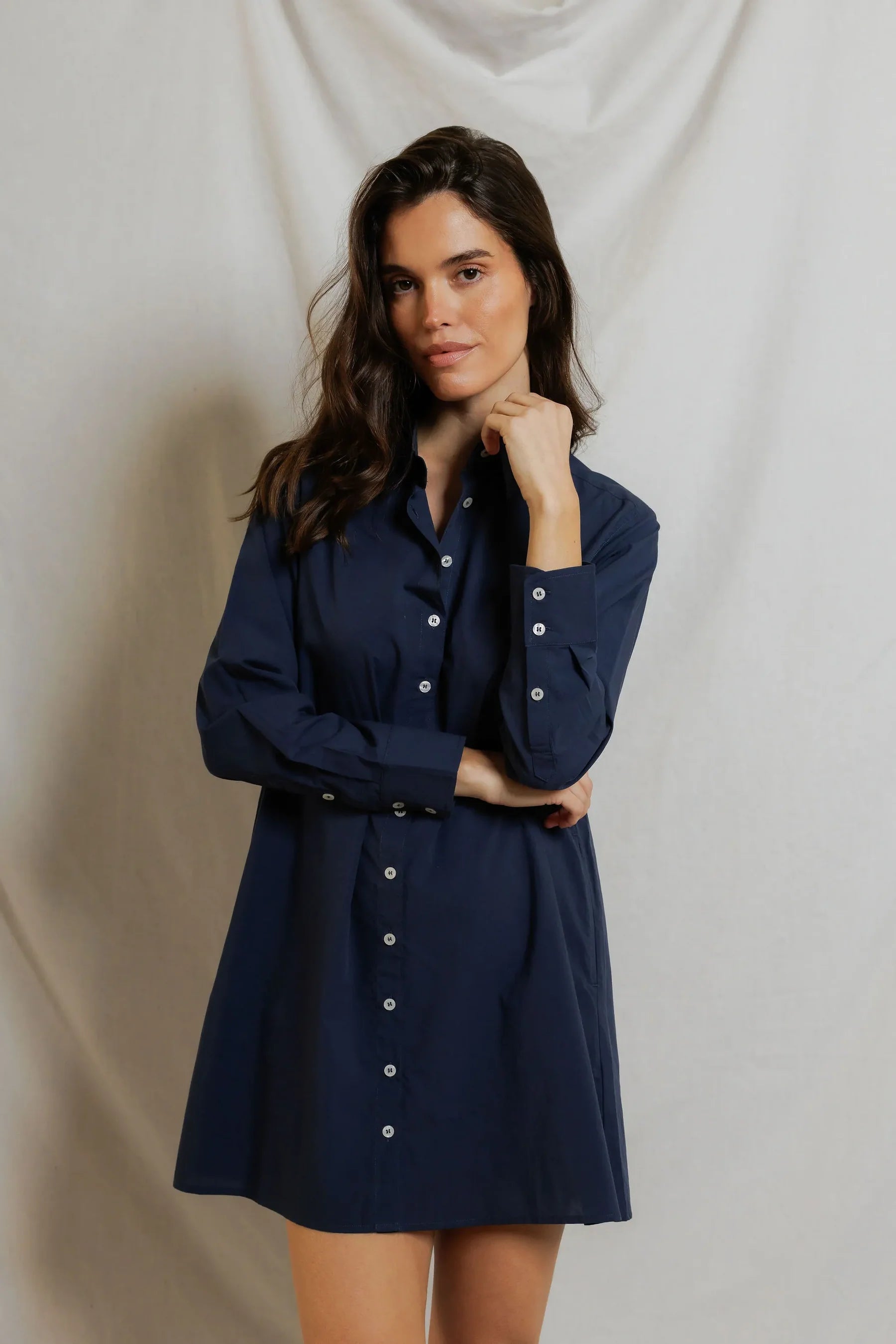 perfectwhite Felicia Poplin Dress Navy