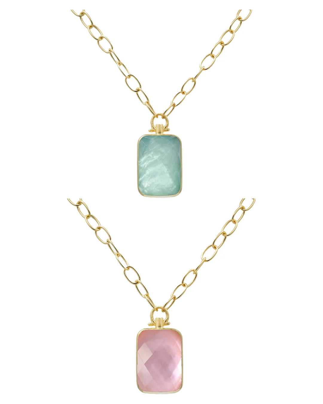 Marcia Moran- Fleur Pendant Necklace- Aqua & Rose Quartz