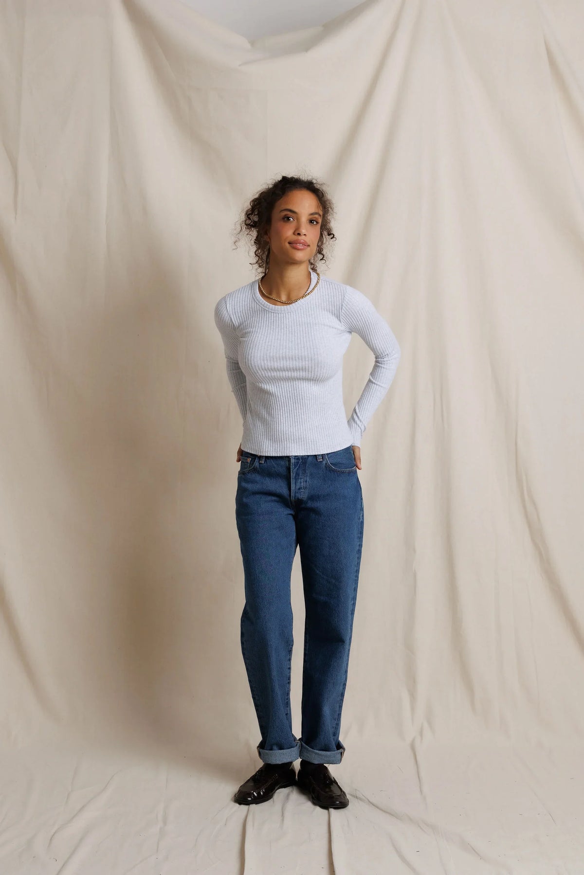 Perfect White Tee Flora 4x4 sweater rib crewneck