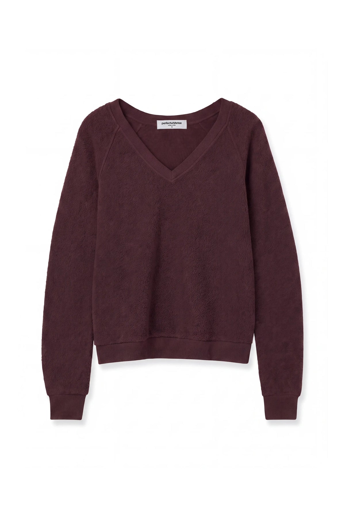 Perfect White Tee Zuri Ziggy V-Neck Sweatshirt Cherry Lacquer