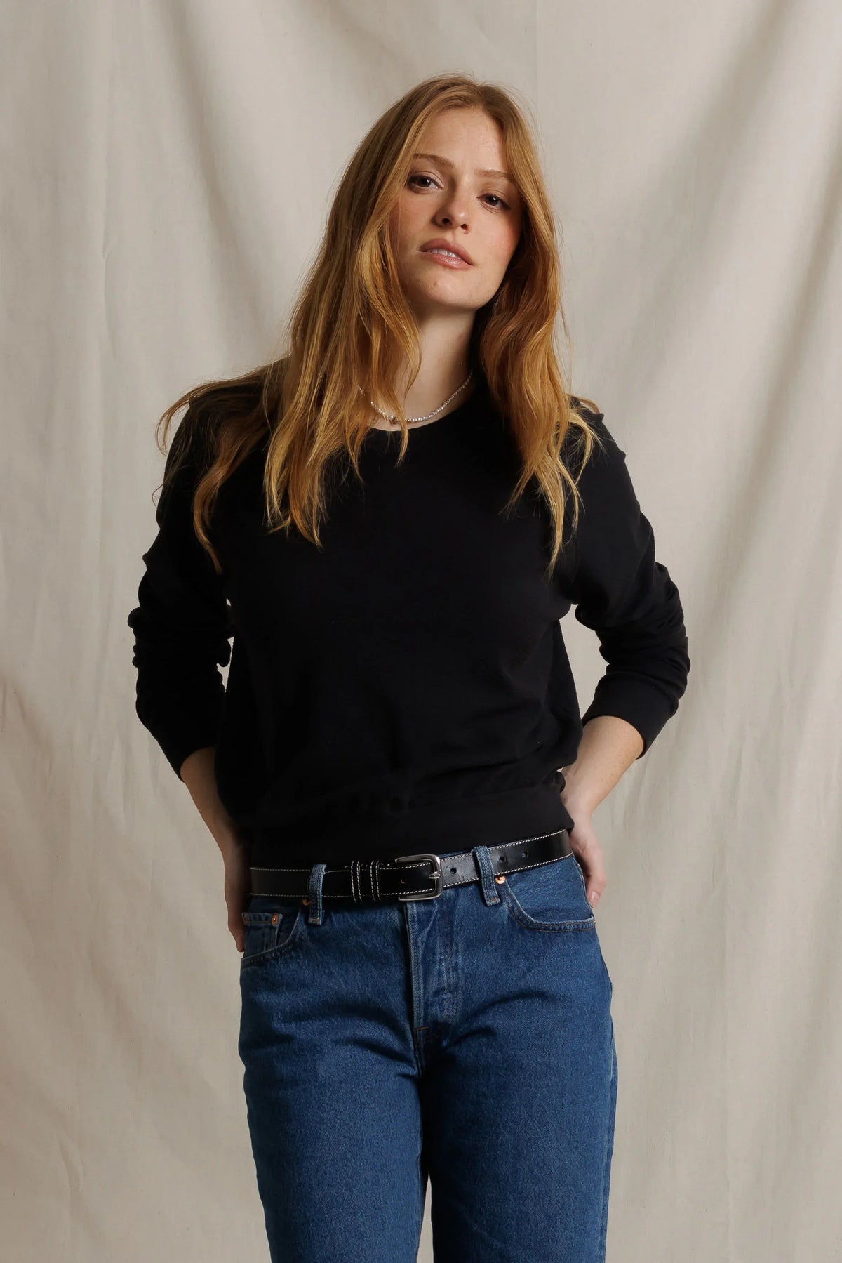 Perfect White Tee Jasper Long Sleeve Crew Vintage Black