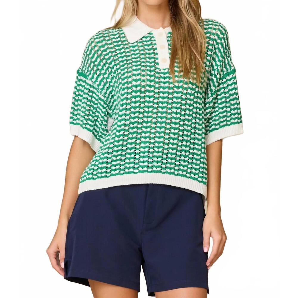 Stiches+Stripes Tinsley Polo - Green Stripe