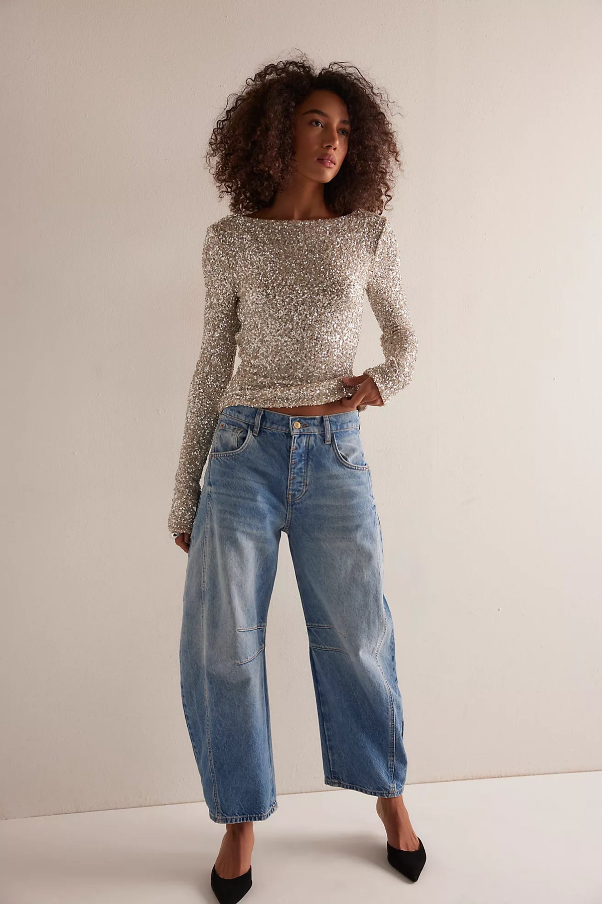 Free People Leading the Way Long Sleeve Silver
