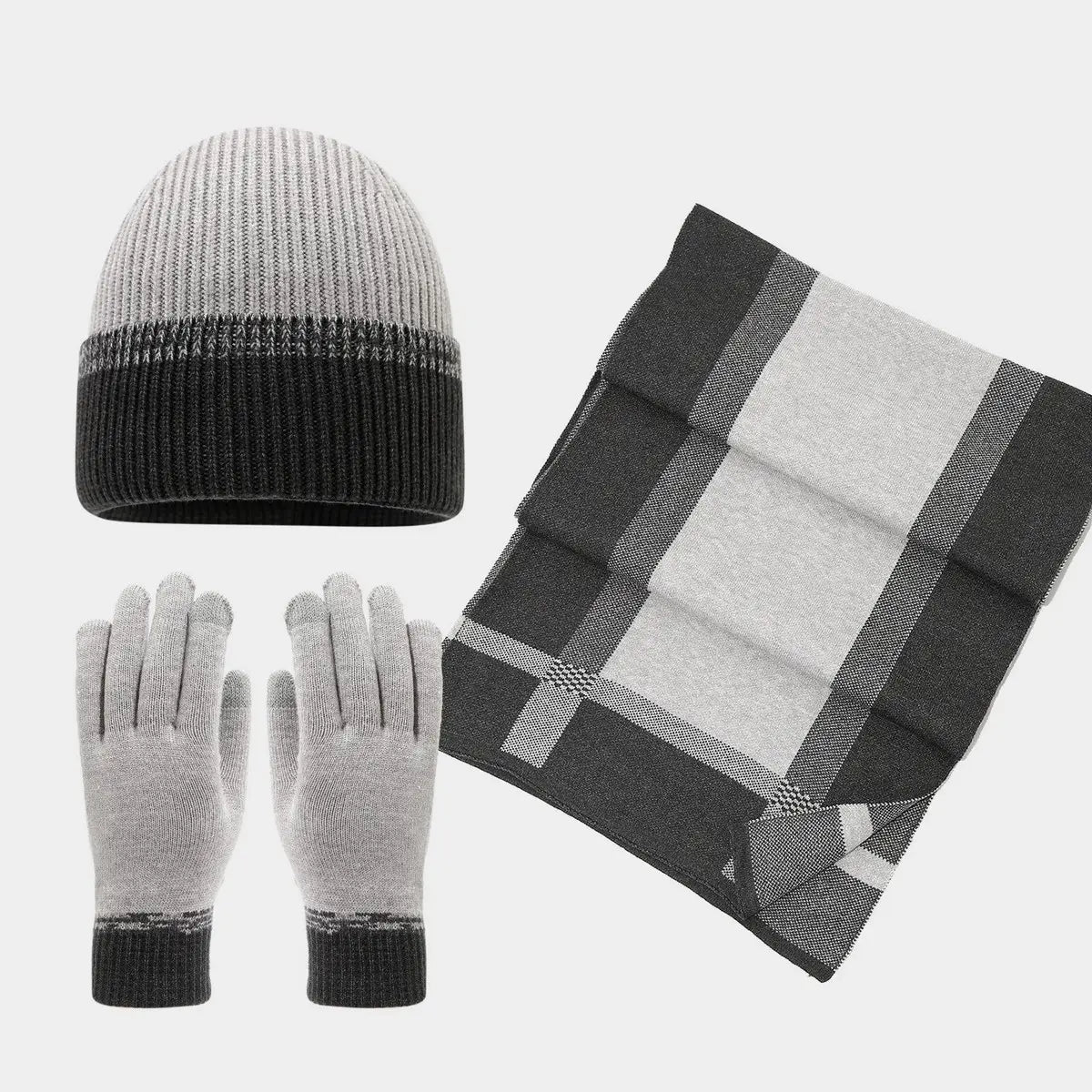 Accity Winter Knit Hat Scarf Gloves Set Unisex Warm