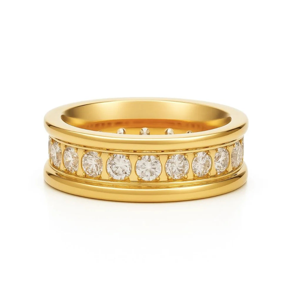 Ellie Vail Louise Channel Set Band Ring- Gold