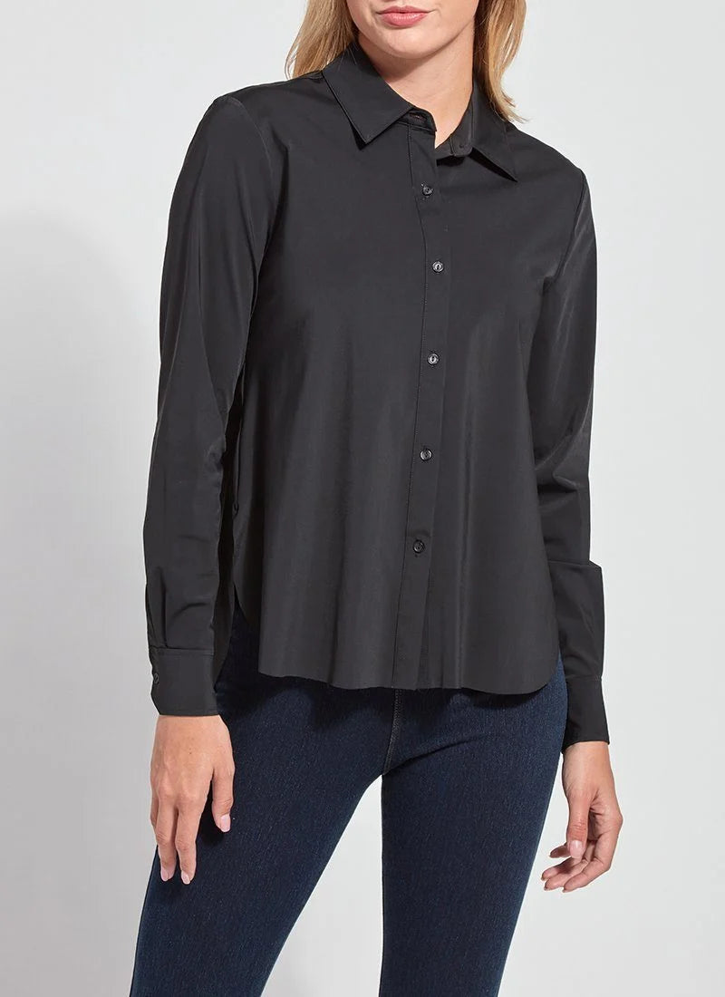 Lysse Connie Slim Button Down- Black