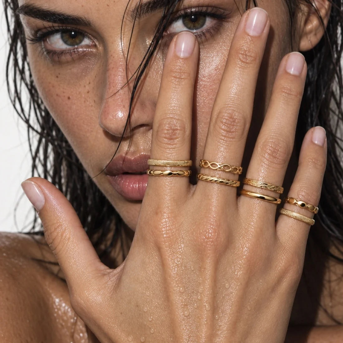 Ellie Vail Riviera Stackable Ring Set- Gold