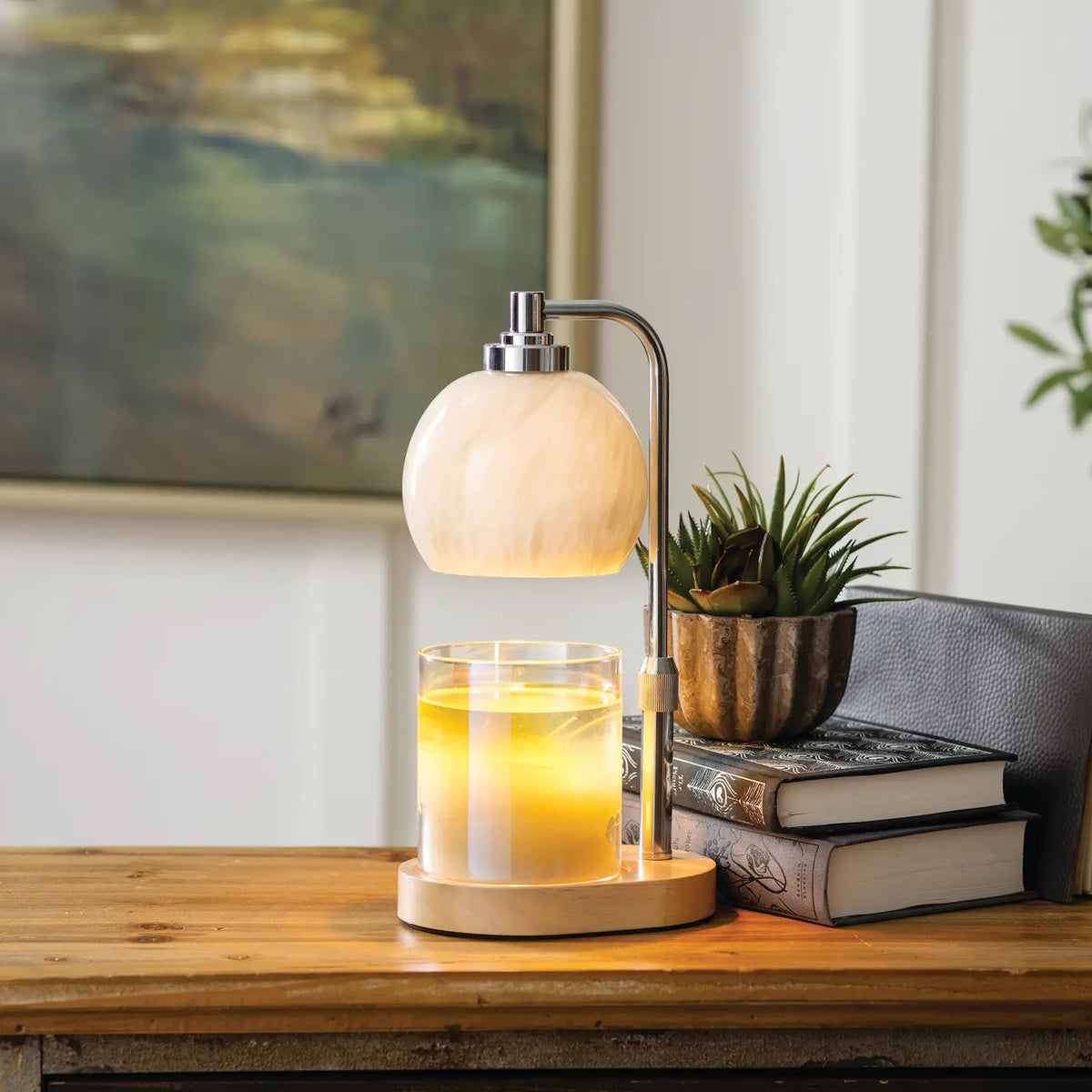 Candle Warmers Etc. Swirl Blown Glass Candle Warmer Lamp