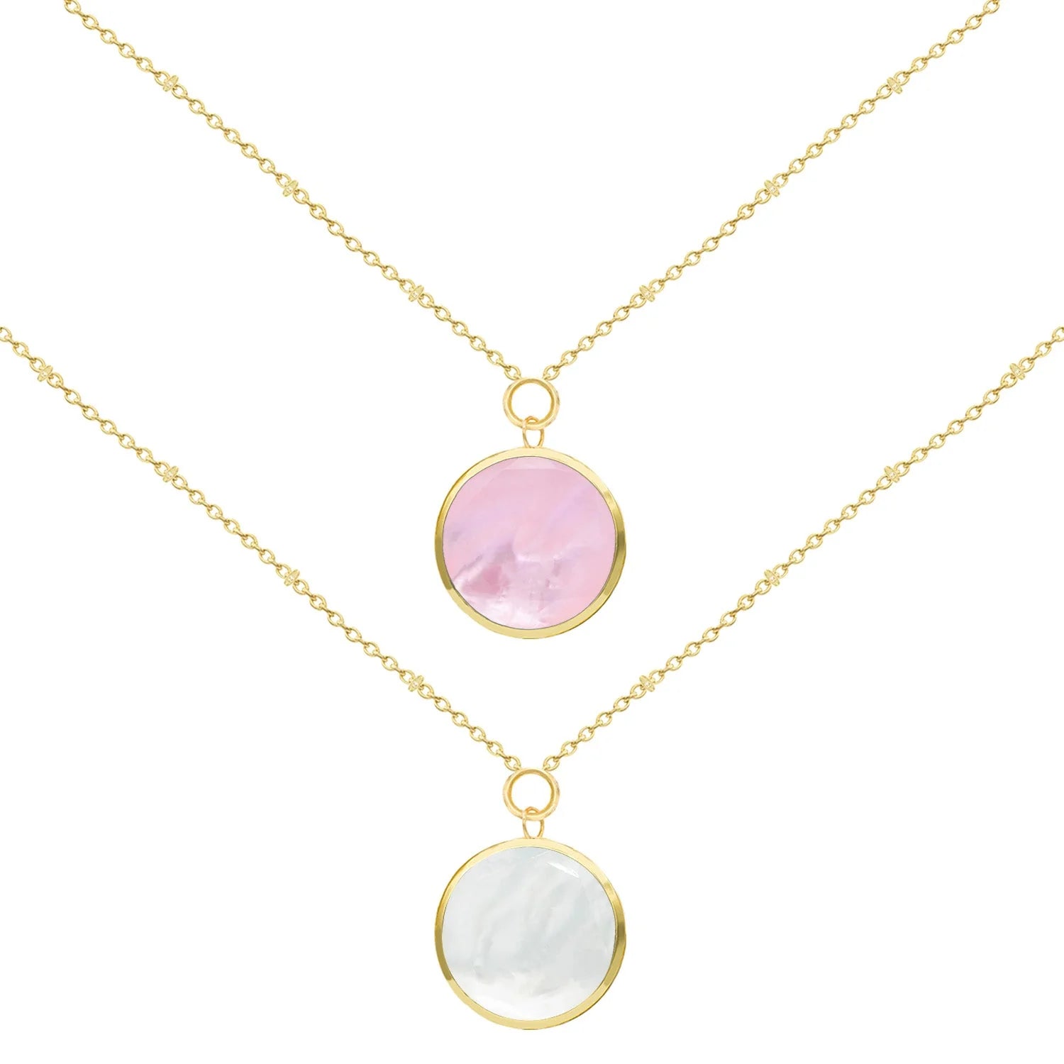 Marcia Moran- Mallory Necklace- Mother of Pearl & Rose Quartz