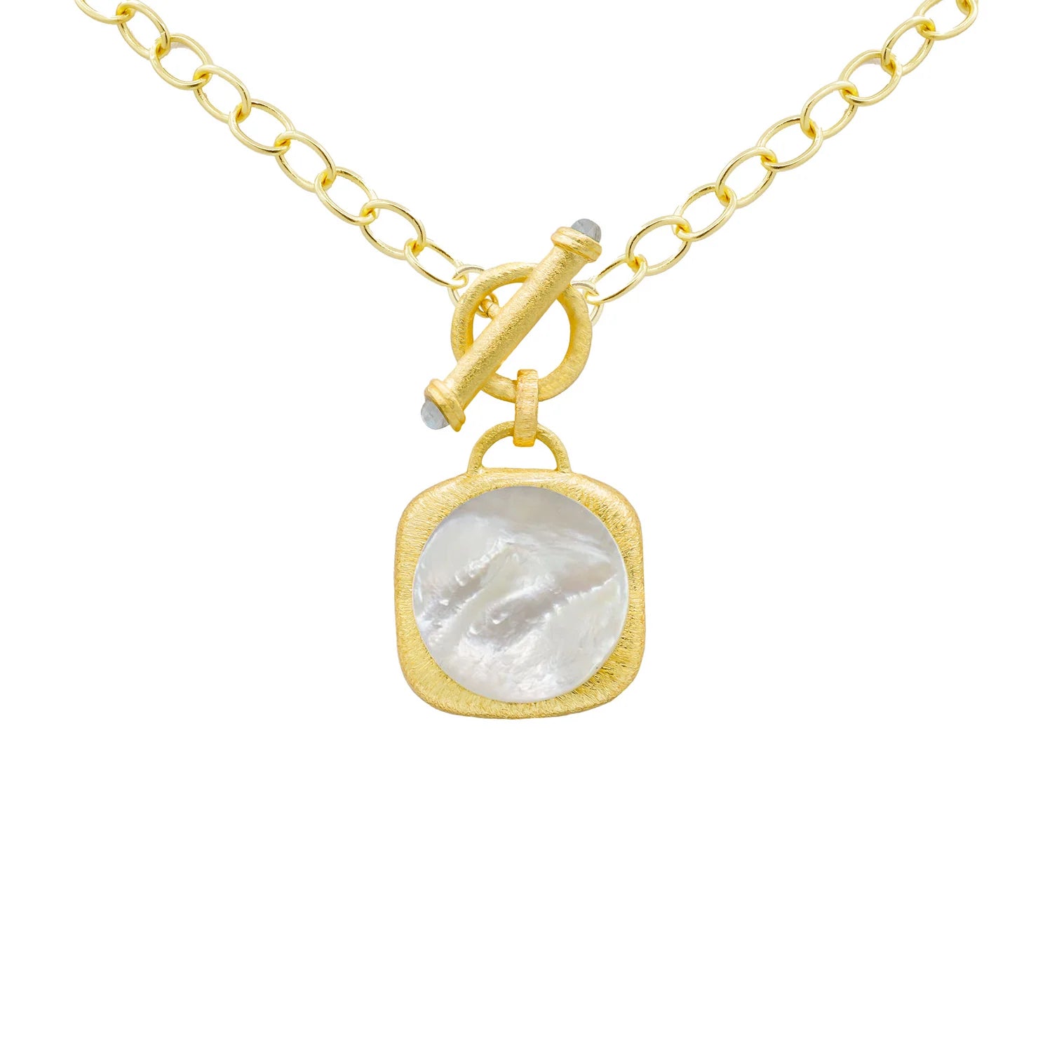 Marcia Moran- Giverny Necklace- Flat Mother of Pearl with Tanzanite Bar