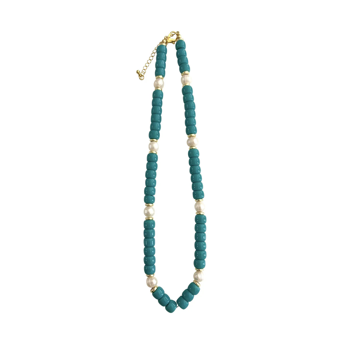 Gemelli Victory Beaded Pearl Necklace- Teal